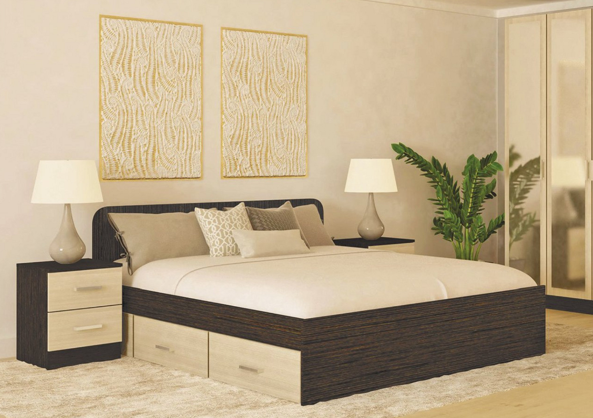 Кровать ЛДСП с ящиками 1,4*2